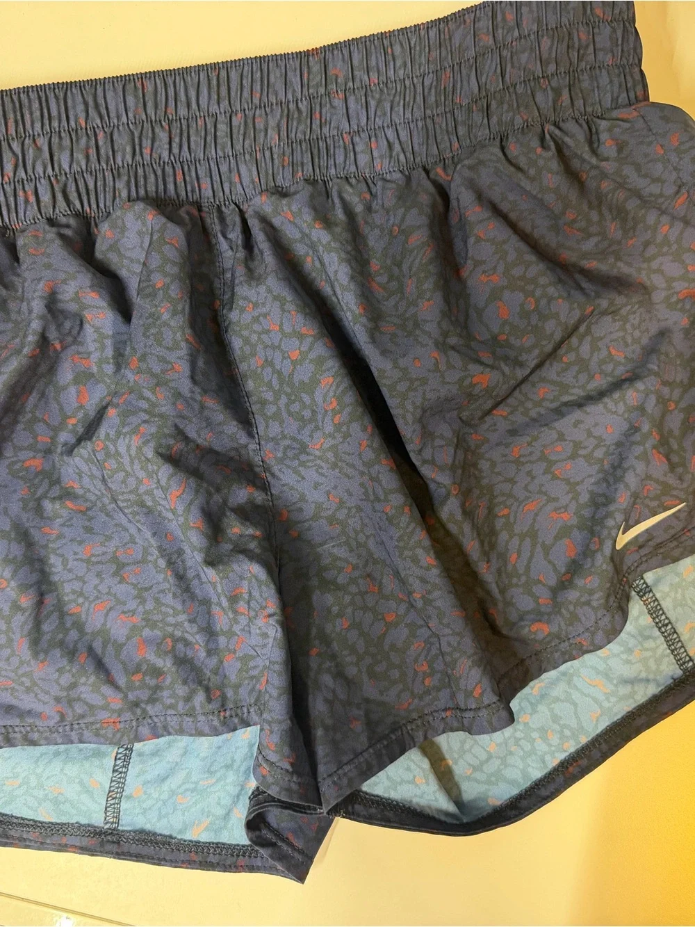 Nike Navy Shorts with Red Speckle and Light Blue Liner